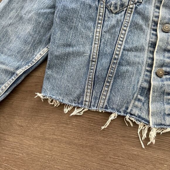 VTG Levis Big E Trucker Jacket 70505-0217 #52 Stamp Button 40 Distressed Raw Hem - Picture 3 of 11